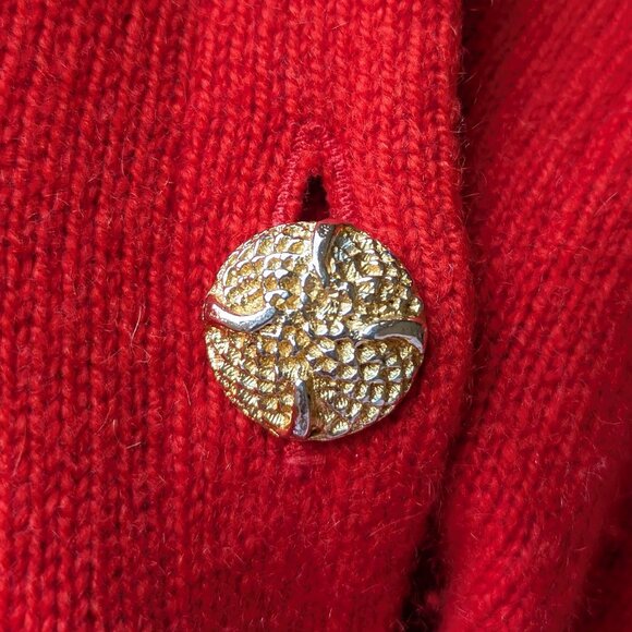 Ballantyne Cashmere Gold Button Long Sleeve Knit Cardigan Red Size 46 Scotland - Picture 7 of 7